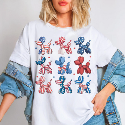 Patriotic Balloon Dog Short Tee