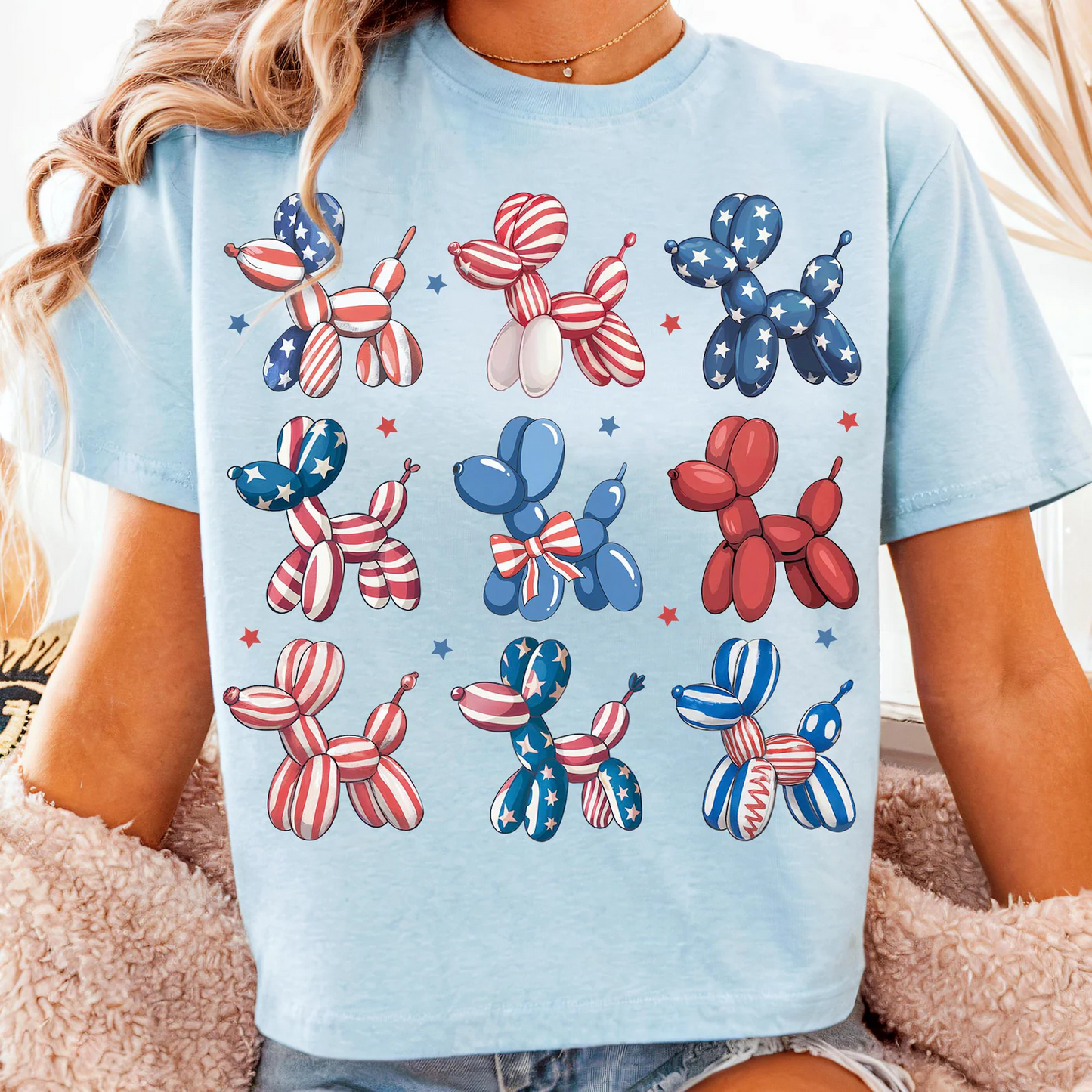 Patriotic Balloon Dog Short Tee