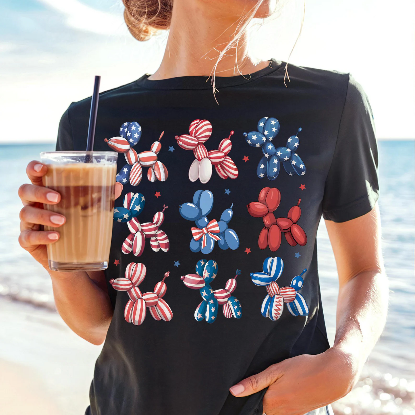 Patriotic Balloon Dog Short Tee