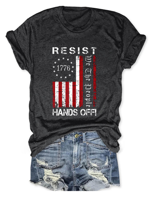 Resist Hands Off Protest Vintage We The People American Flag T-Shirt