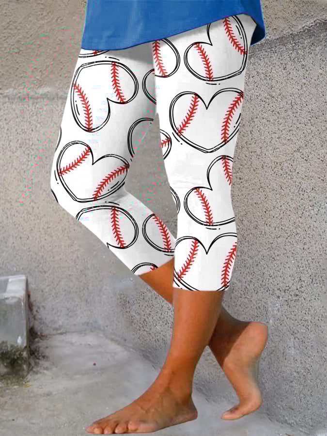 Damen Leggings mit Baseball-Herzen-Print