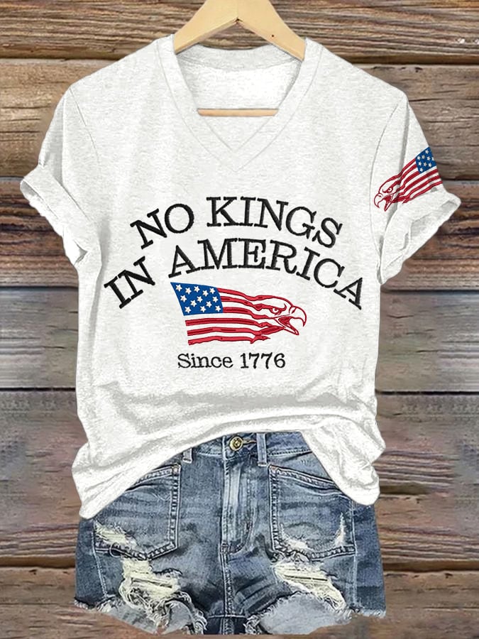 Retro No Kings In America Since 1776 Print T-Shirt