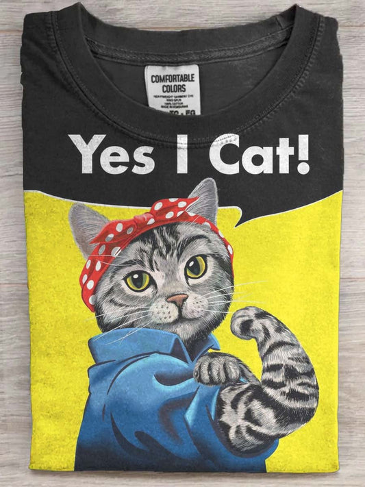 Yes I'm a Cat Printed Casual Short Sleeve T-Shirt