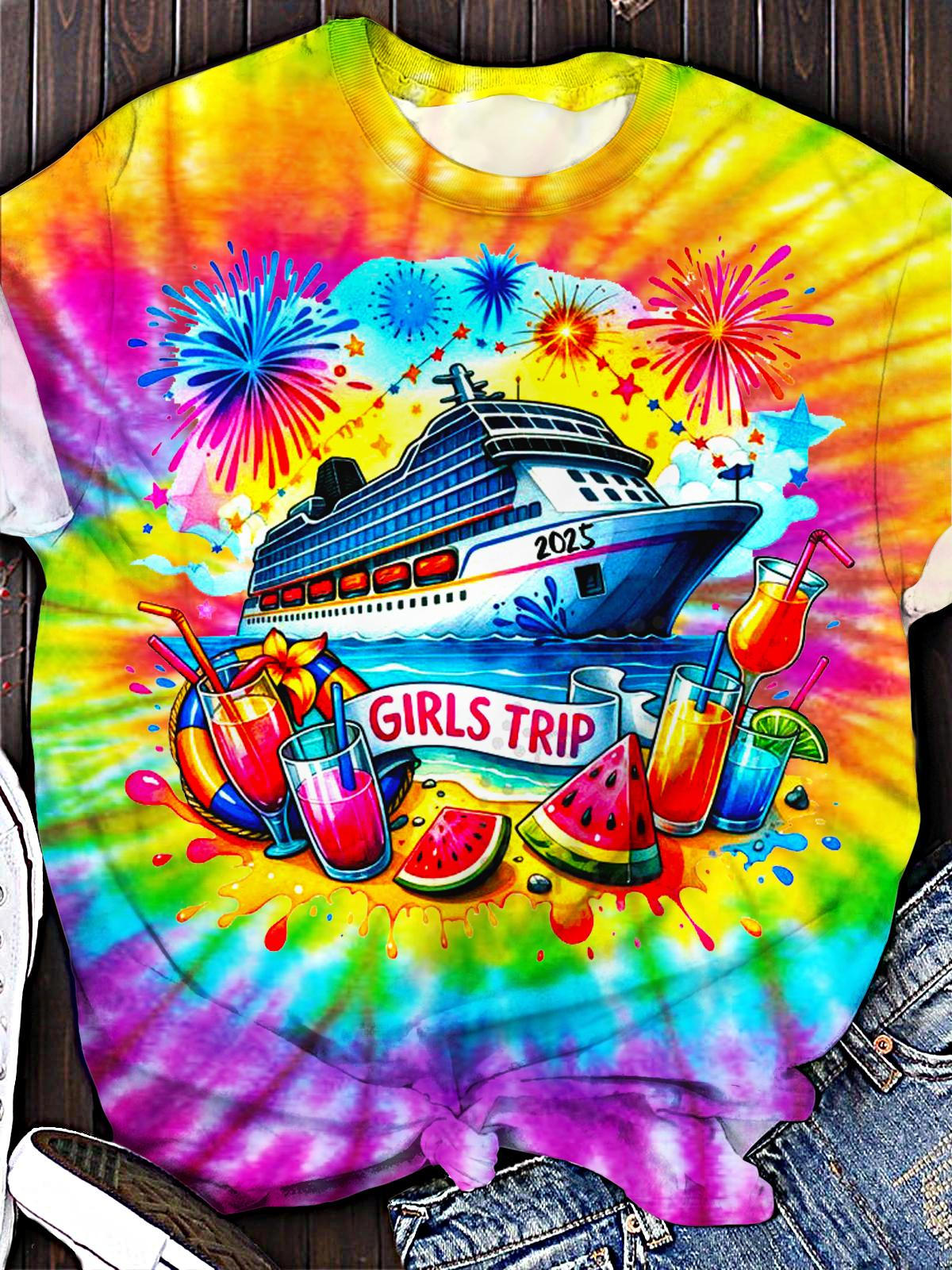 Cruise Ship Printed Crew Neck T-shirt
