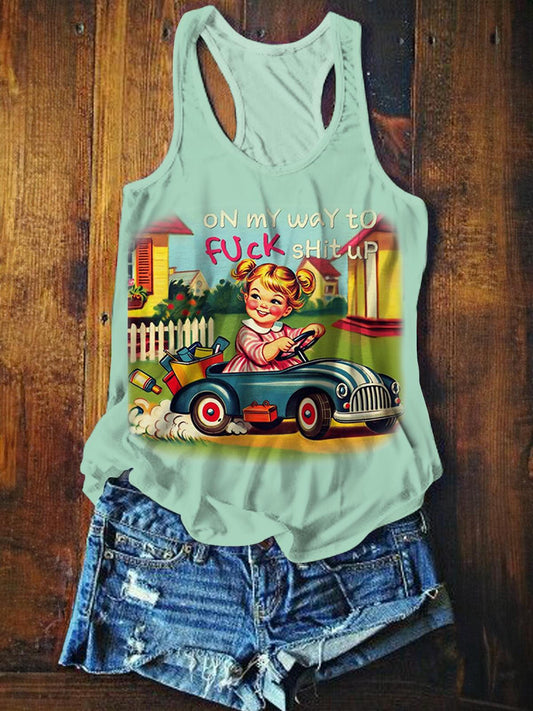 Auf meinem Weg, Scheiße zu vermasseln, Mädchen, Vintage-bedrucktes Tanktop 