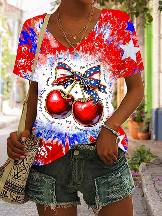 Retro 4th of July V-neck T-Shirt