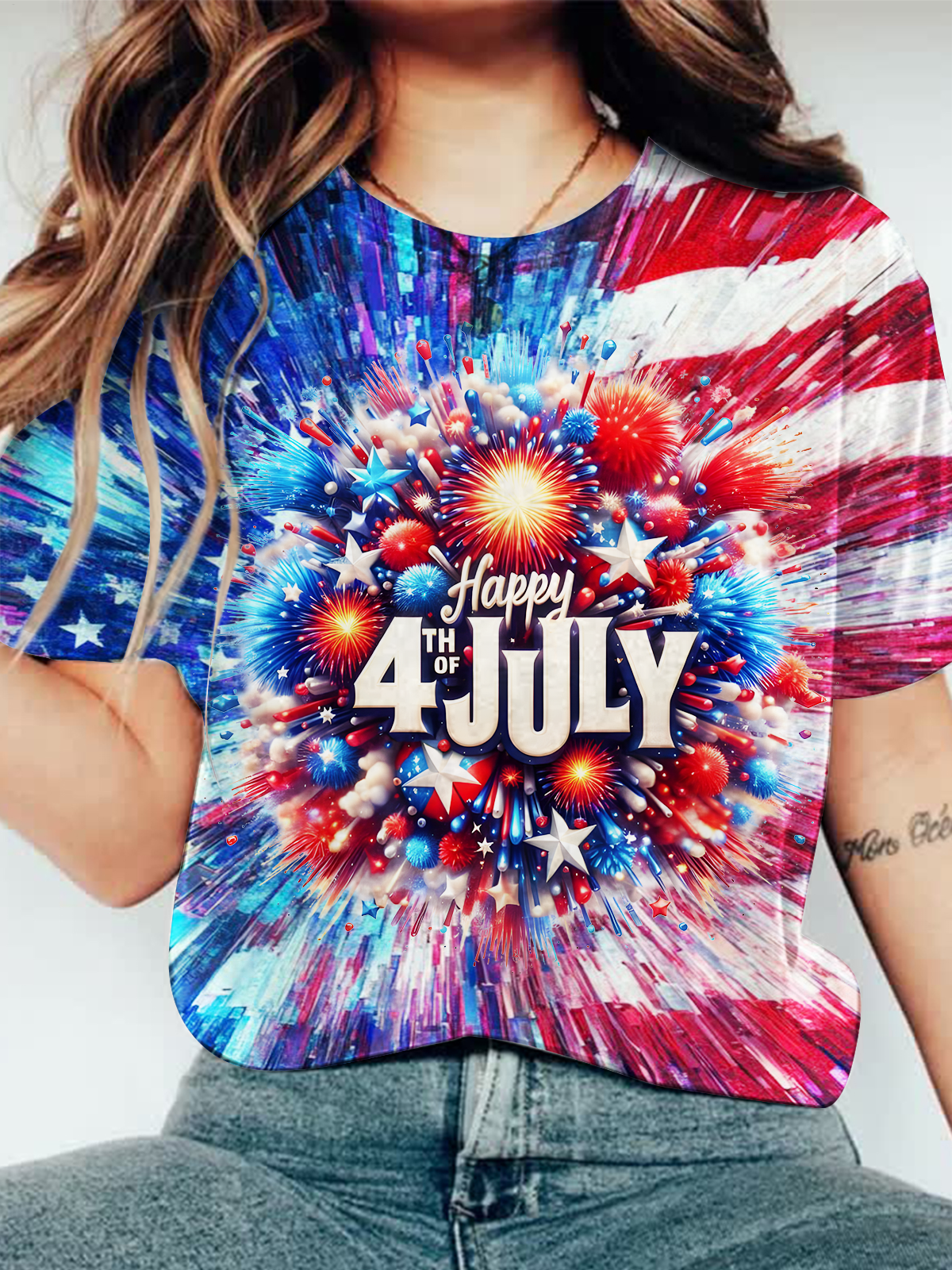 Happy 4th Of Juiy Crew Neck T-shirt
