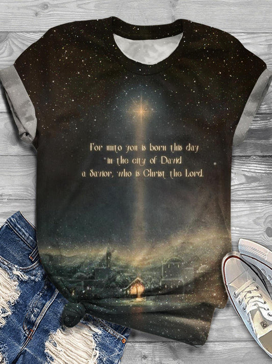 Retro Christian Faith Printed Crew Neck T-shirt