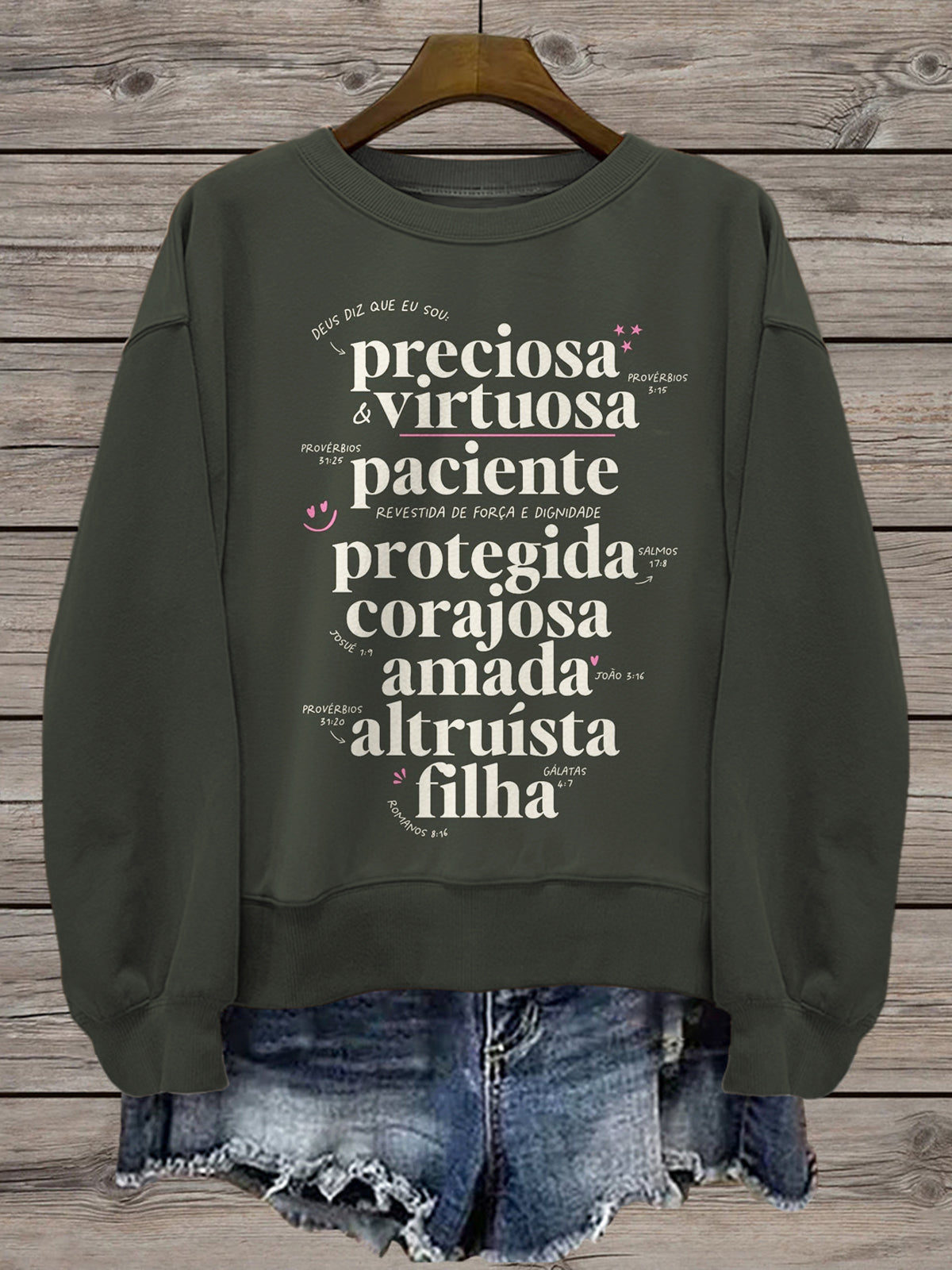 Women's Faith Word Printed Long Sleeve Casual Top