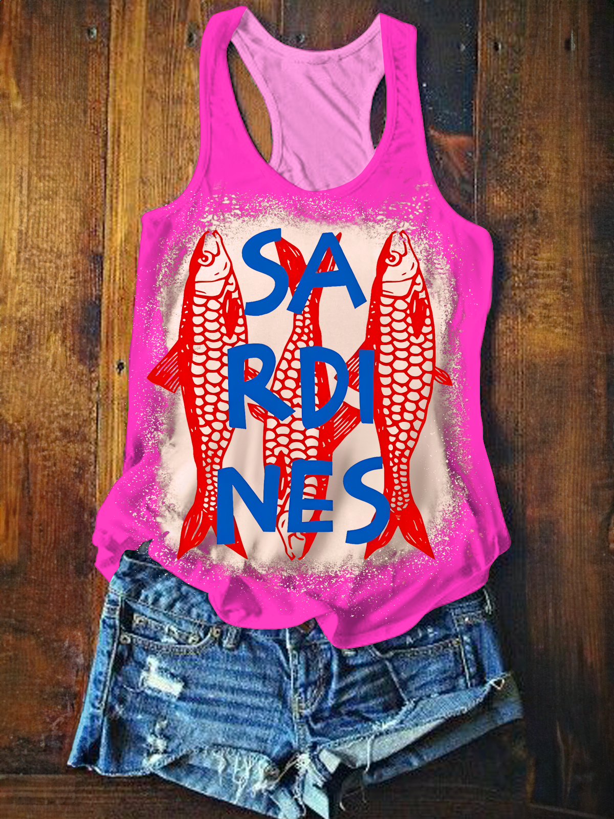 Trendy Tinned Sardines Graphic Printed Casual Tank Top