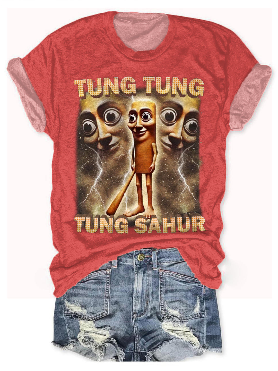 Tung Tung Tung Sahur Crew Neck T-shirt