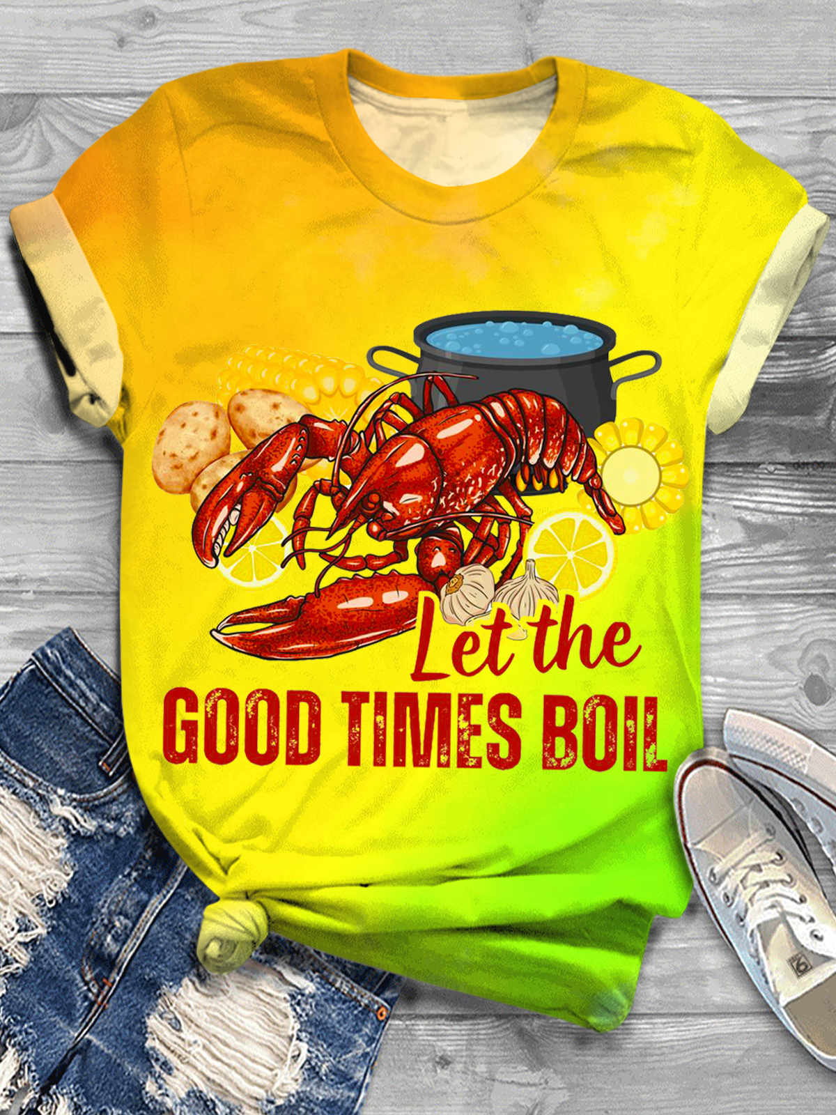 Crawfish Let The Good Times Boil Crew Neck T-shirt