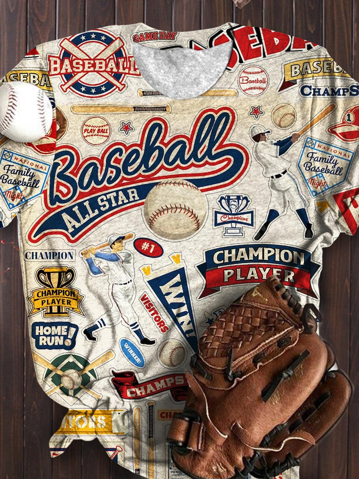 Lässiges Baseball-Oberteil mit Retro-Print für Damen 