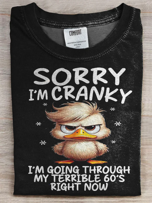 Fun Duck Print Retro T-shirt