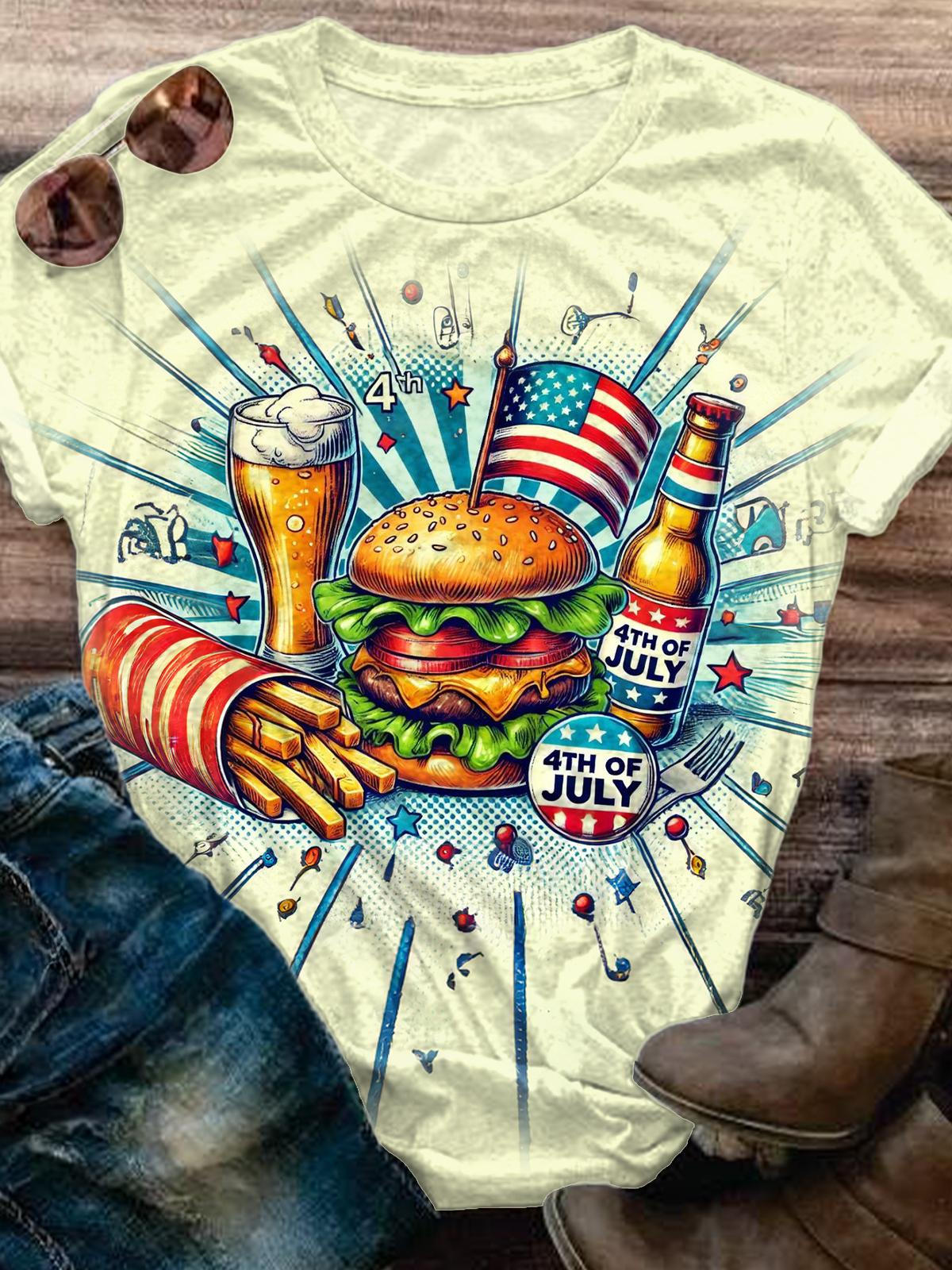 Vintage Independence Day Printed Crew Neck T-shirt