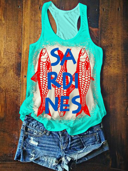 Trendy Tinned Sardines Graphic Printed Casual Tank Top