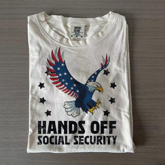 Hand Off Soical Security Crew Neck T-shirts