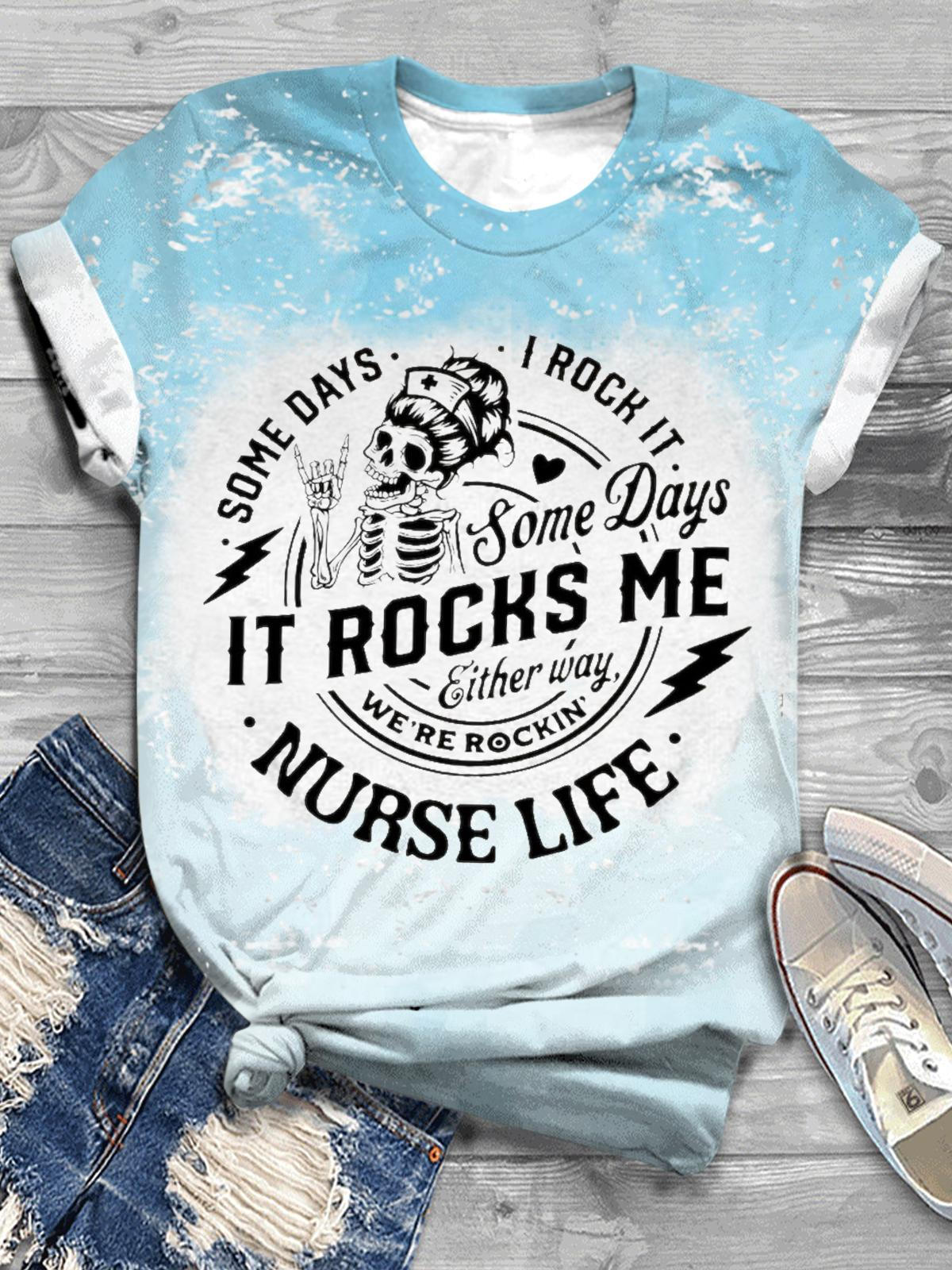 Some Days I Rock It Tie Dye Crew Neck T-shirt