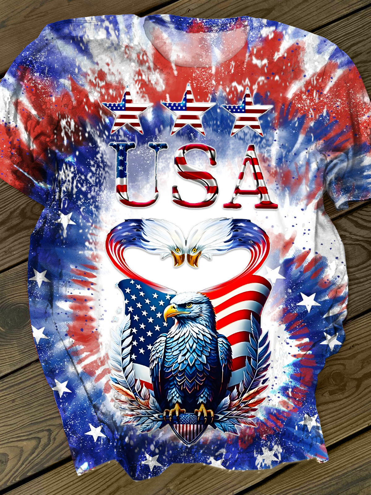 USA Freedom Patriotic Bald Eagle Crew Neck T-shirt