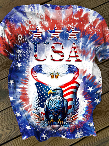 USA Freedom Patriotic Bald Eagle Crew Neck T-shirt