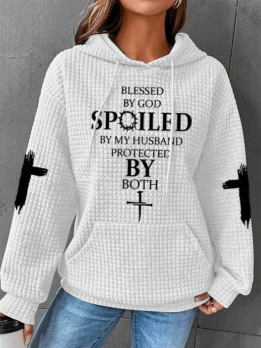 Gesegnet von Gott, verwöhnt von meinem Mann, beschützt von beiden, christlicher Hoodie 