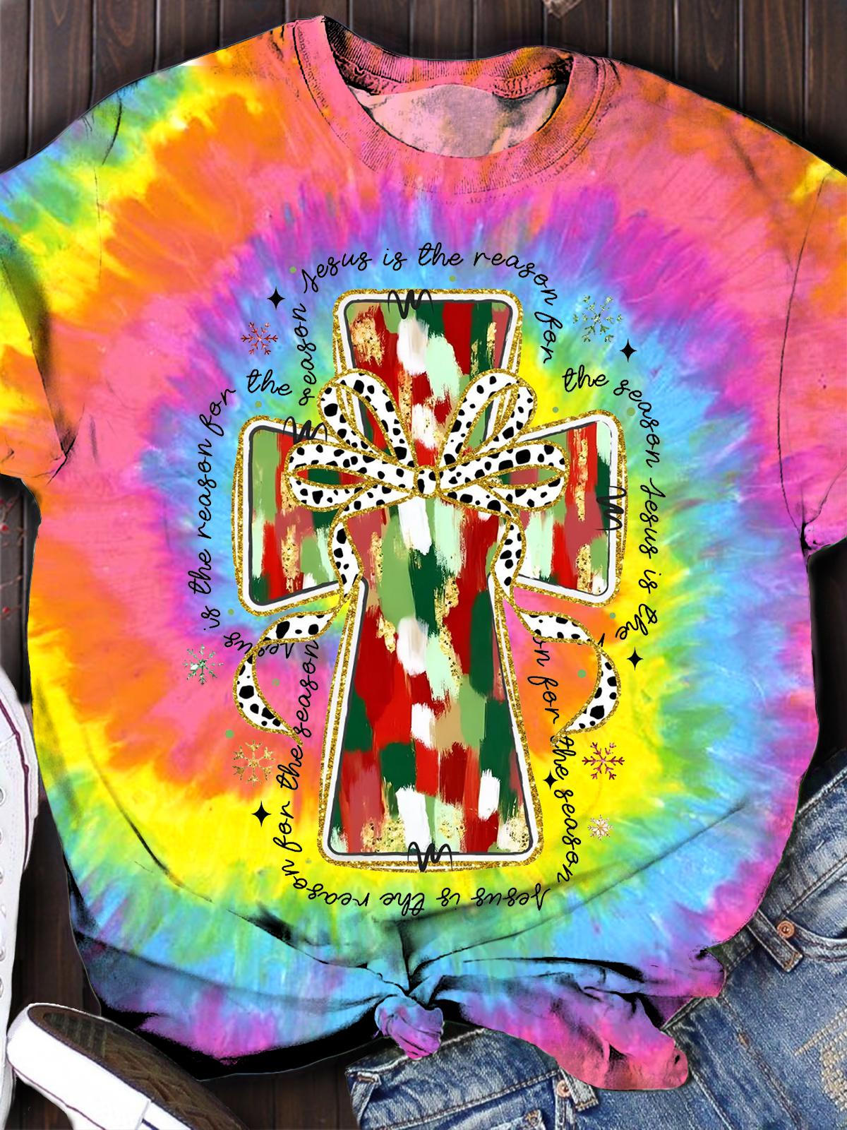 Colorful Cross Crew Neck T-shirt