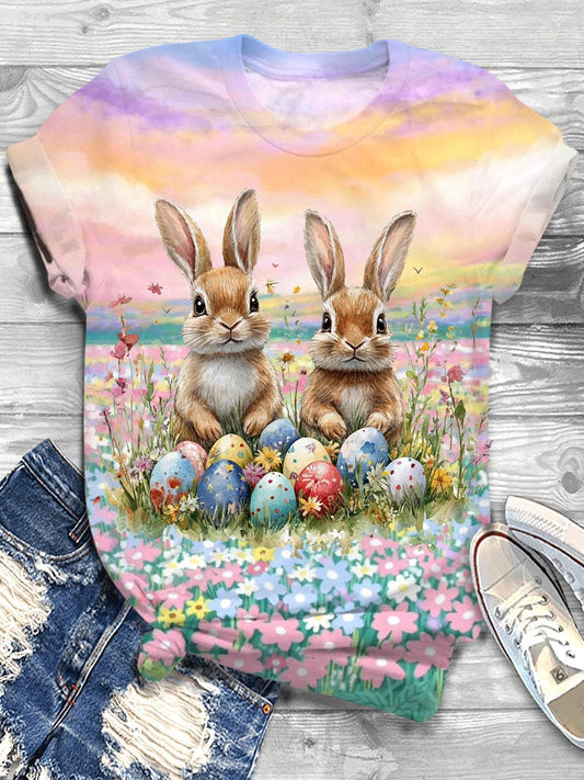 Easter Bunnies Egg Hunt Printed T-shirt