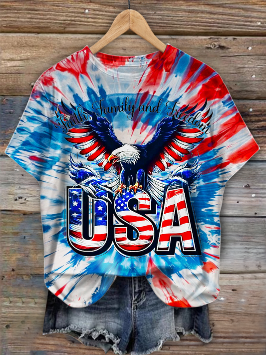 Tie-Dye USA Bald Eagle Crew Neck T-shirt