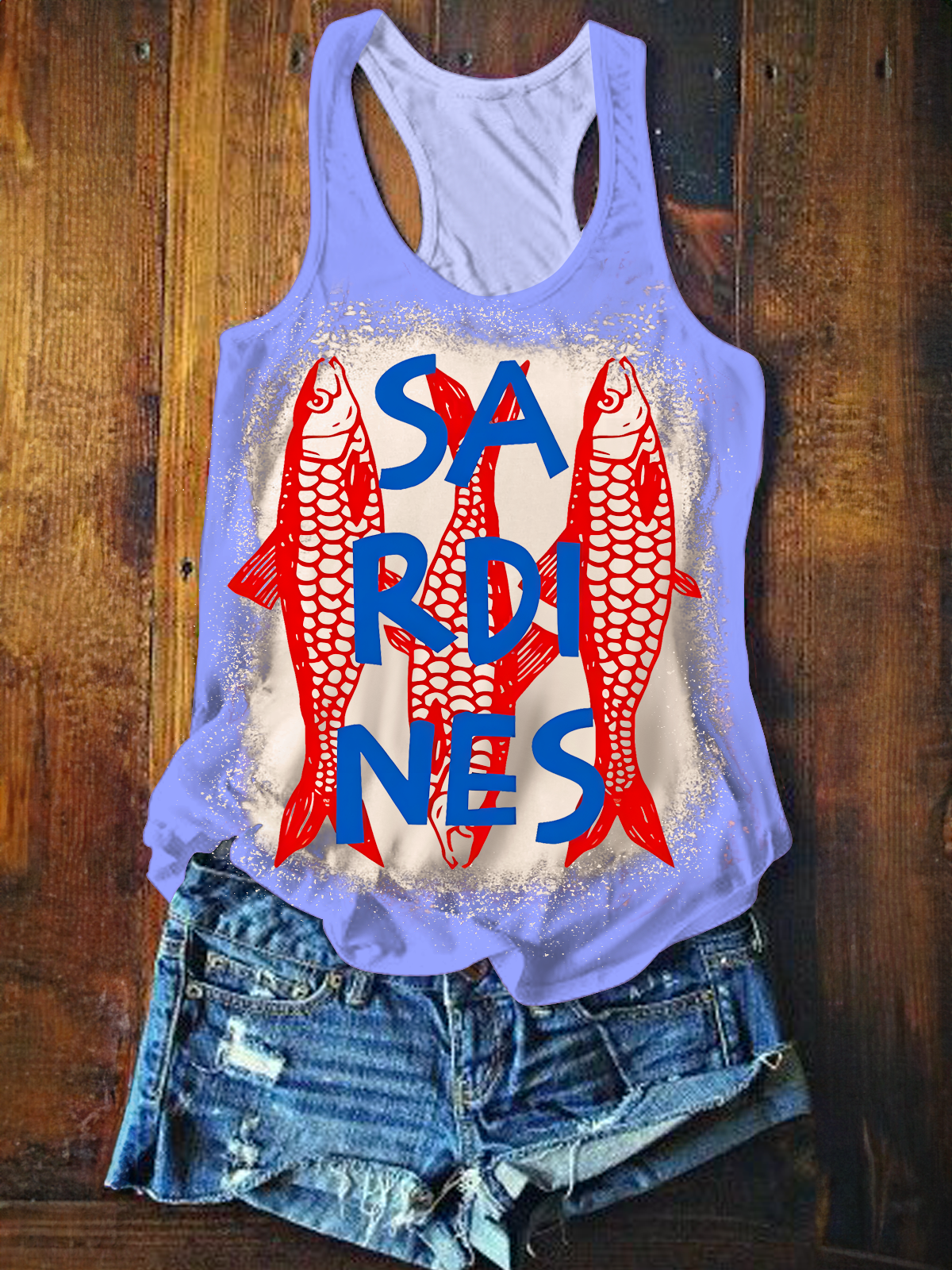 Trendy Tinned Sardines Graphic Printed Casual Tank Top