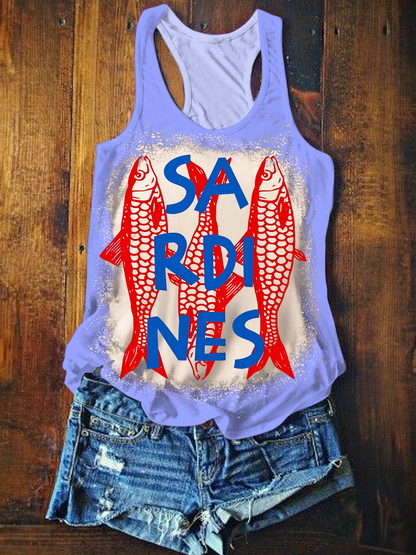 Trendy Tinned Sardines Graphic Printed Casual Tank Top
