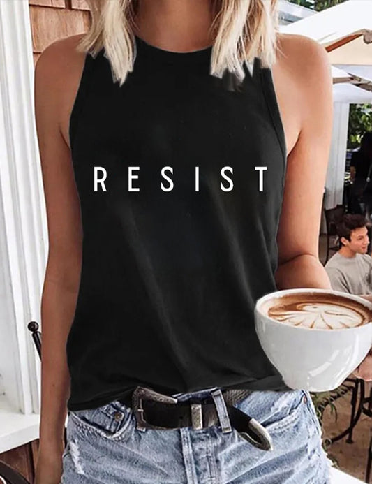 Resist Anti MAGA Feminist Print Casual Sleeveless Top