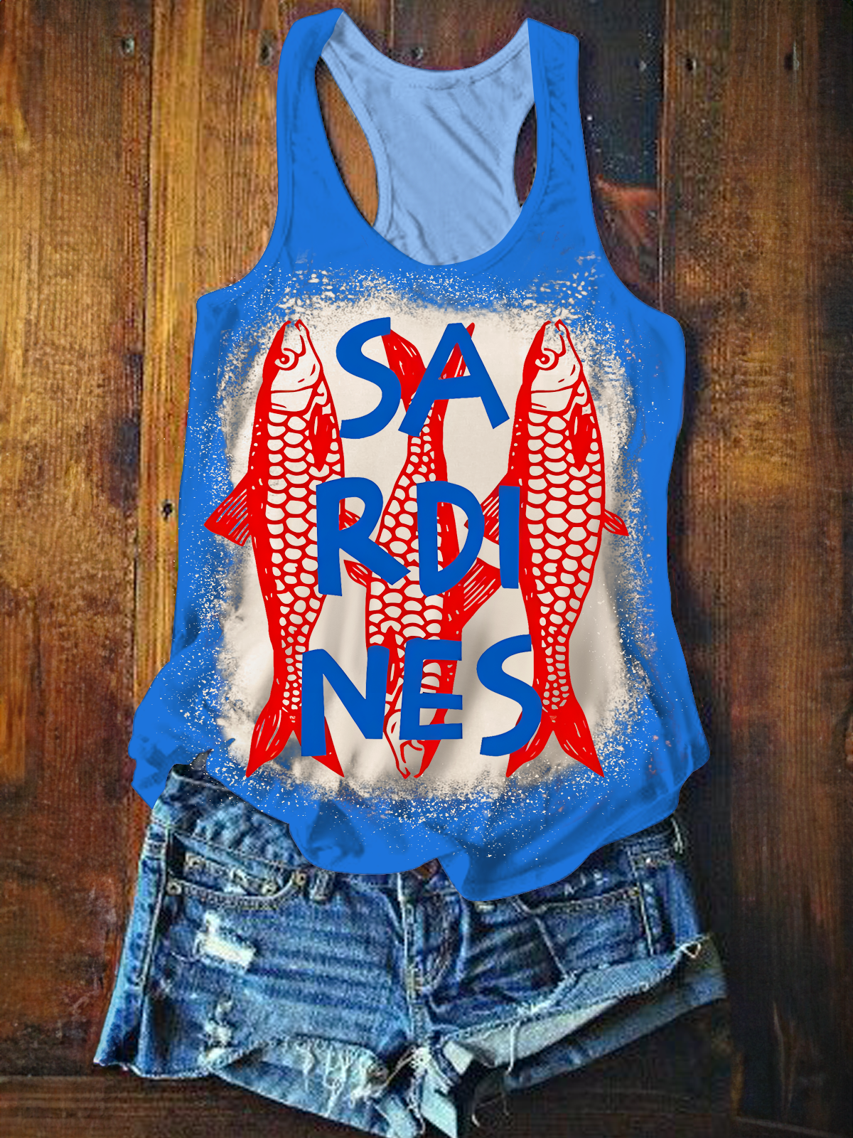 Trendy Tinned Sardines Graphic Printed Casual Tank Top