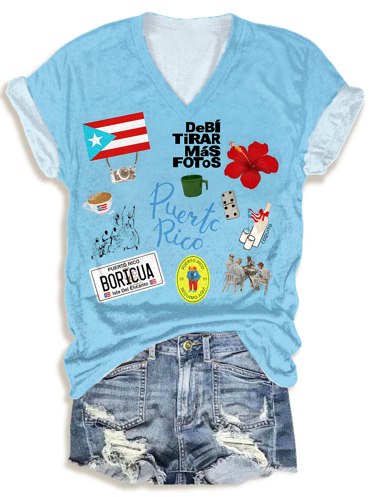 Bad Bunny Fun Cartoon V-neck T-Shirt