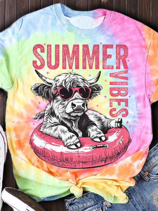 Summer Vibes Highland cow T-shirt