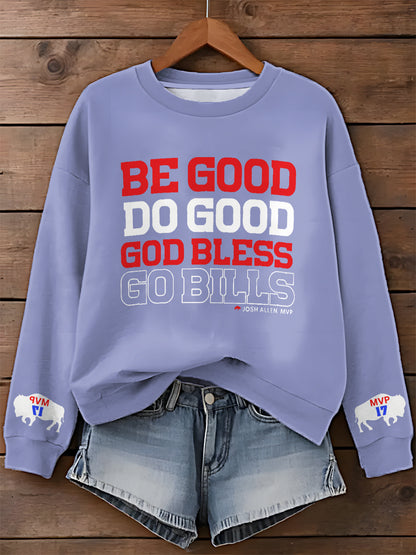 Be Good Do Good Josh Allen MVP Printed Long Sleeve Casual Top
