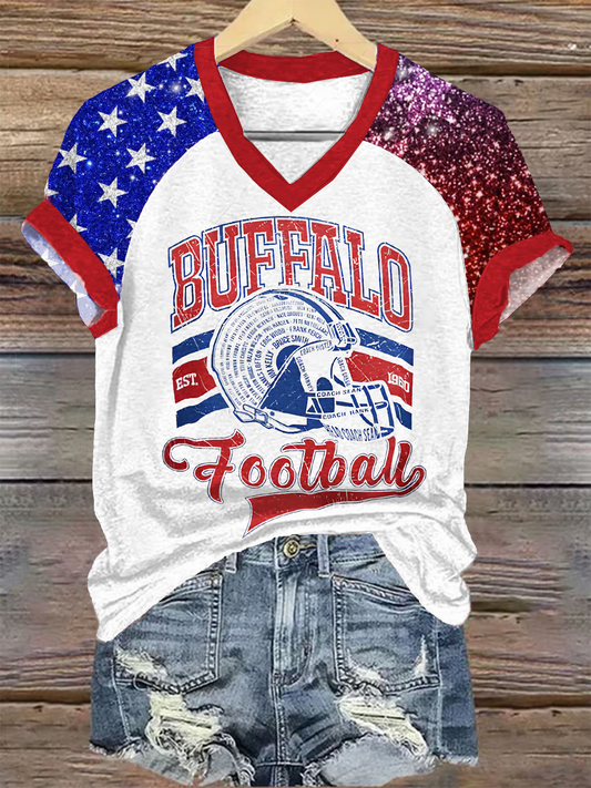Vintage Buffalo Football V-neck T-Shirt