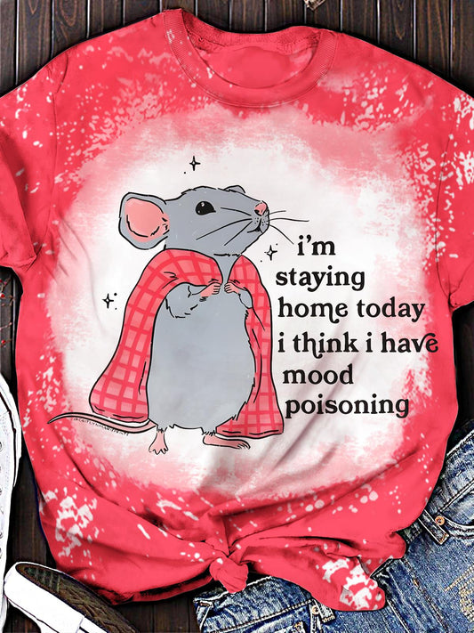 Fun Cloak Mouse Print Crew Neck T-shirt