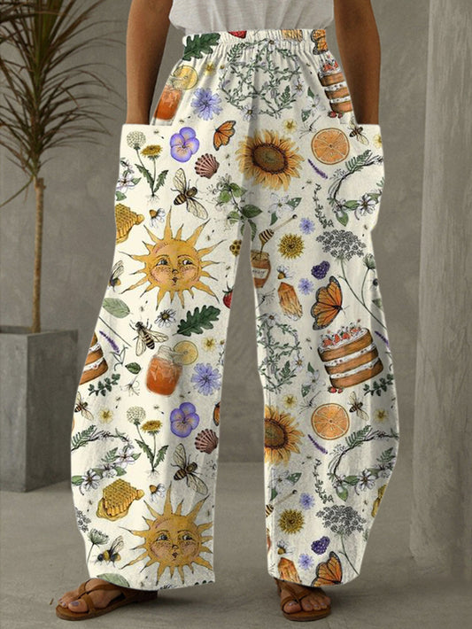 Vintage Summer Vibe Print Casual Pants