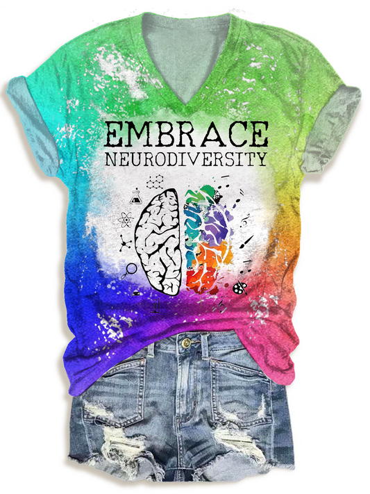 Autism Embrace Neurodiversity V-neck T-Shirt
