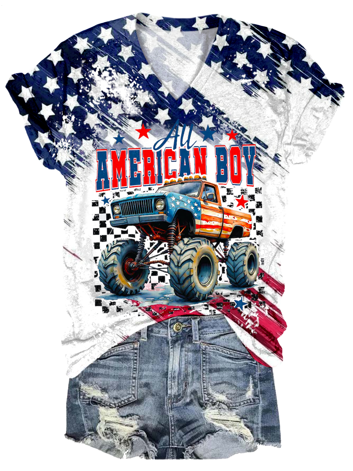 All American Boys 4th of July V-neck T-Shirt