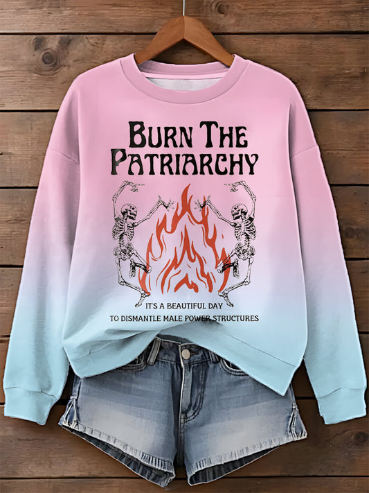 Burning Patriarchal Printed Feminist Long Sleeve Top