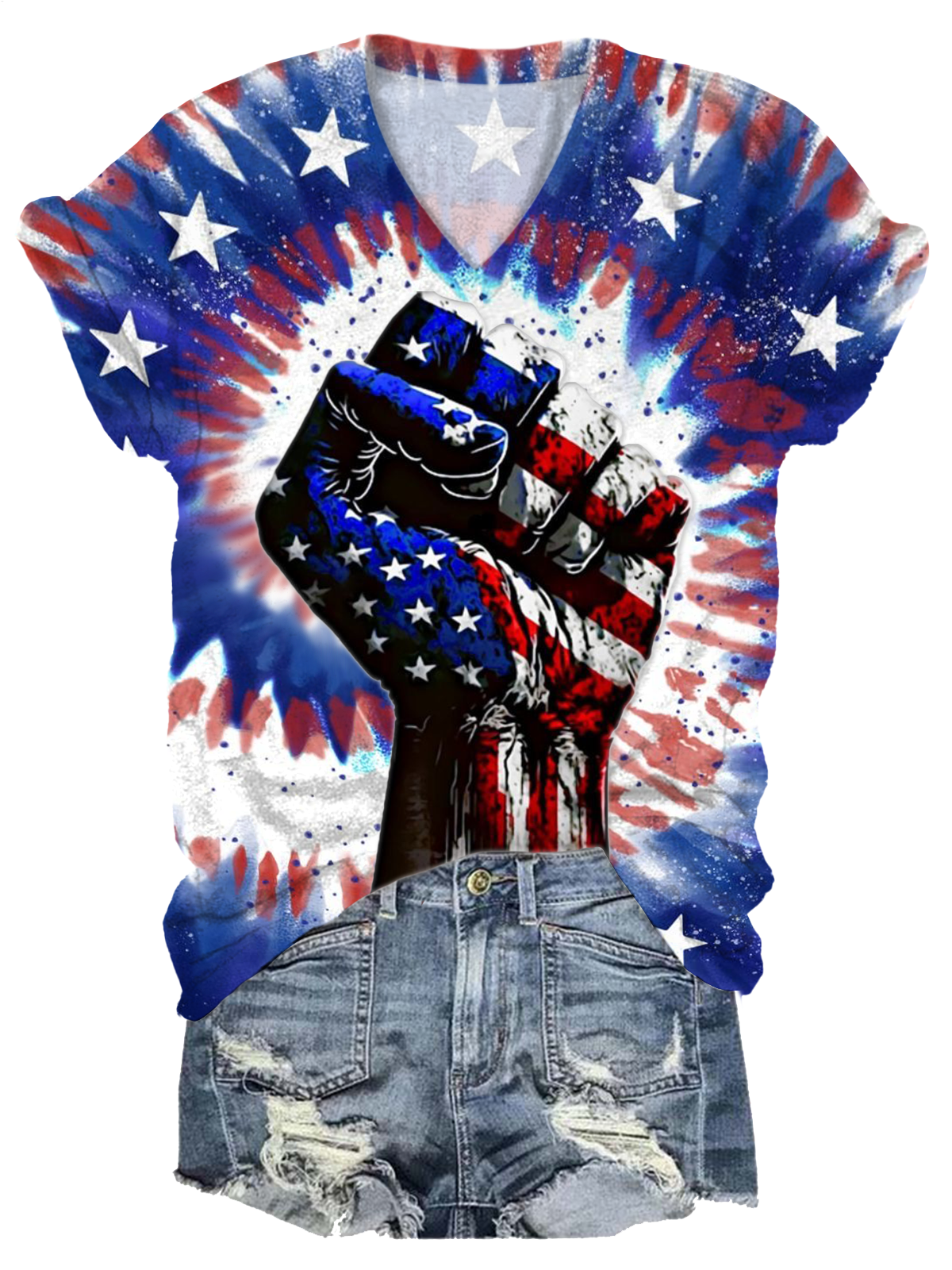American Flag Independence V-neck T-Shirt