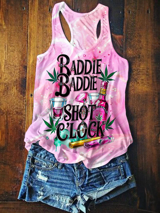 Bad Girl Printed Casual Tank Top