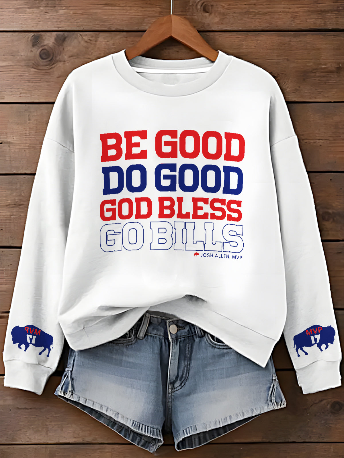 Be Good Do Good Josh Allen MVP Printed Long Sleeve Casual Top