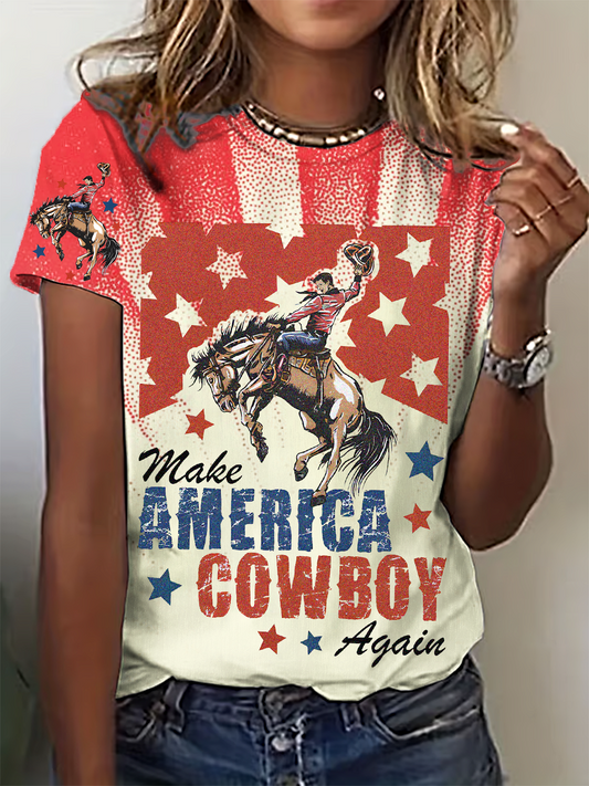 Make America Cowboy Again Crew Neck T-shirt
