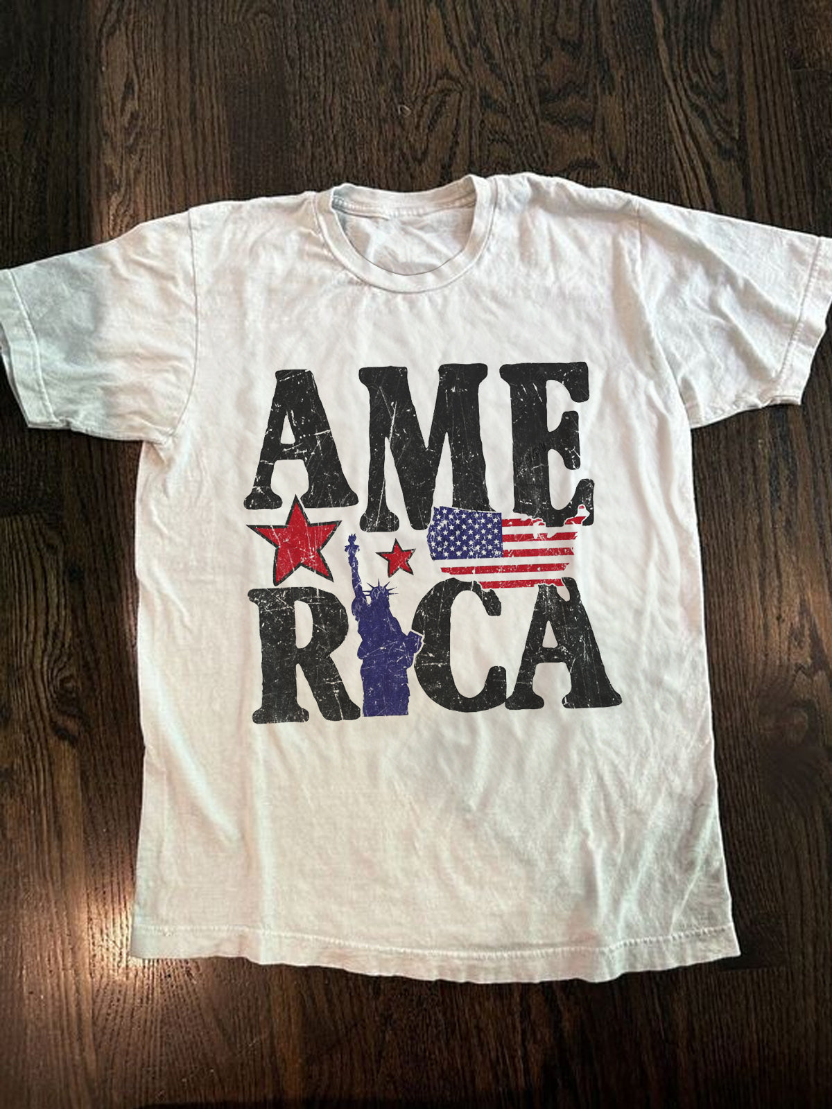 Independence Day Simple Print Crew Neck T-shirts