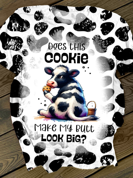 Fun Cow Print Crew Neck T-shirt