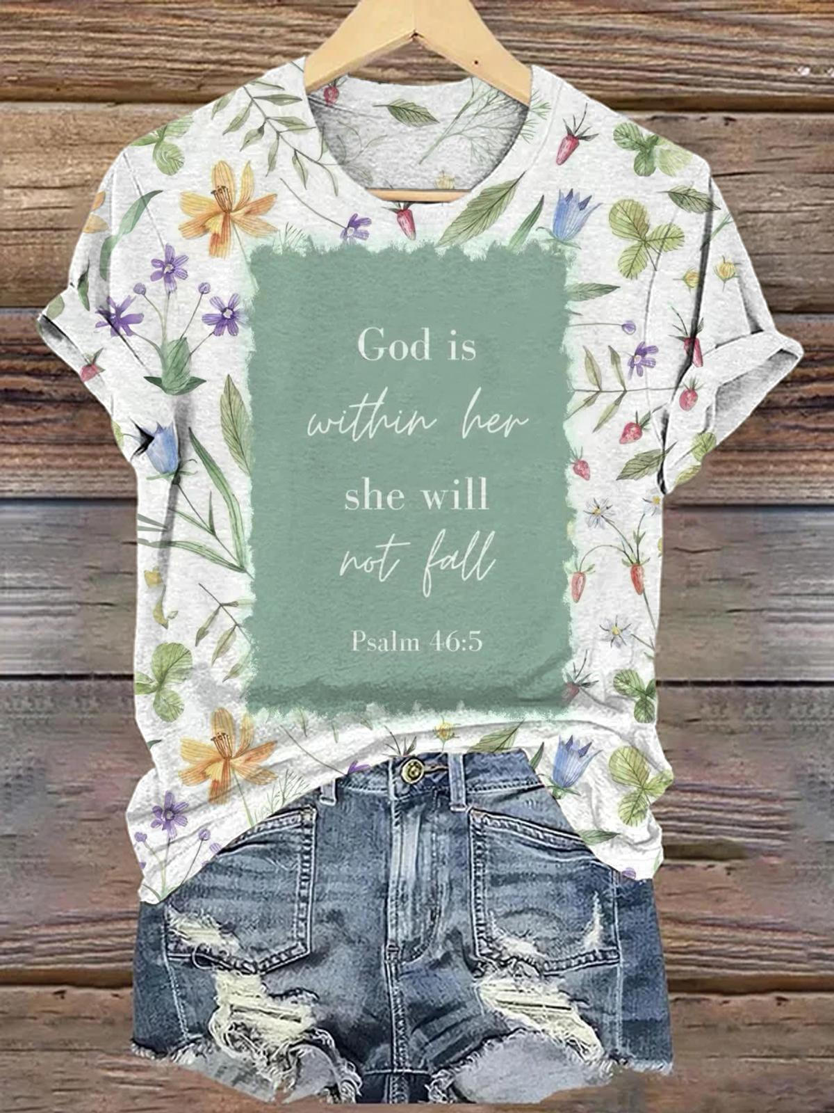 God Is Within Her Faith Crew Neck T-shirt