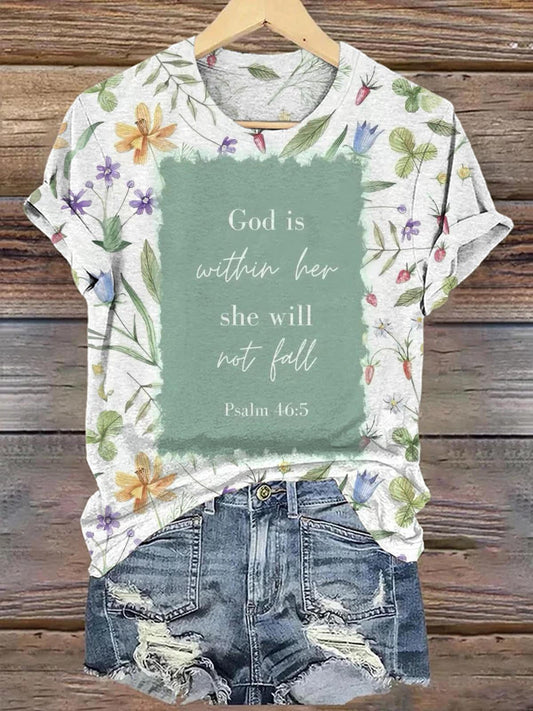 God Is Within Her Faith Crew Neck T-shirt