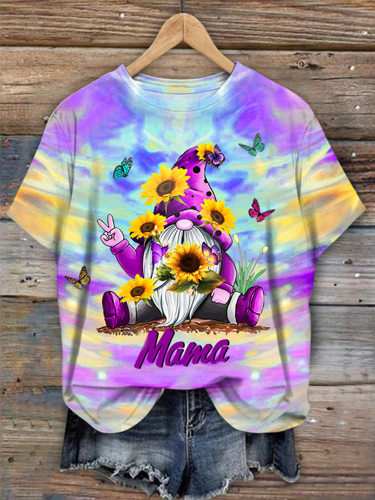Sunflower Gnome Mother's Day Crew Neck T-shirt